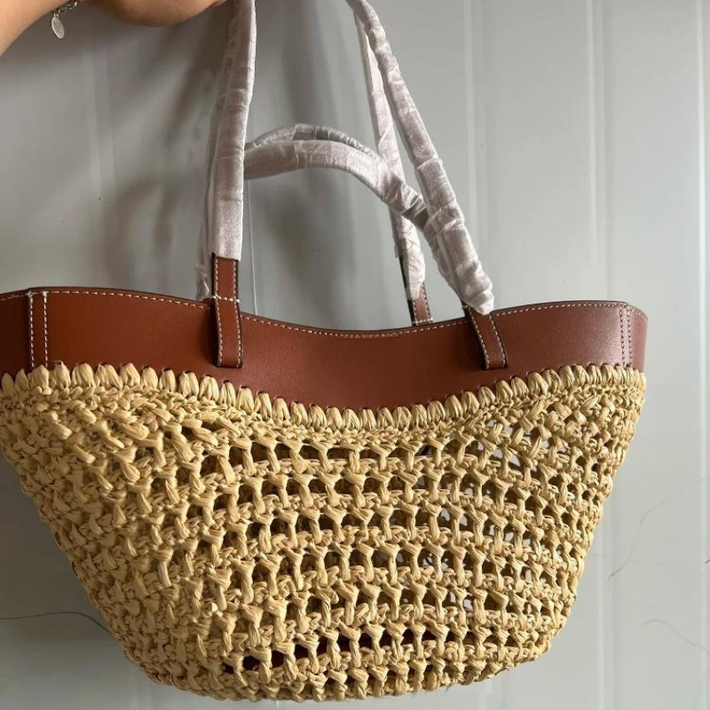 Crochet Bag Raffia - ブランド中空織ビーチバッグニッチファッションショルダー脇の下バッグ大容量ハイエンドステッチトートバッグ女性のバケットバッグ