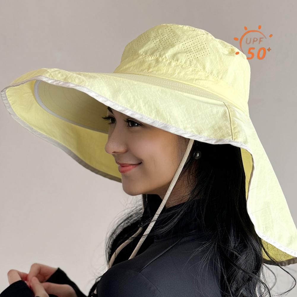 Hat Floppy Wide - 女性用サンハット ネックフラップ付き つば広フロッピーハット 通気性のあるUV保護帽子 アウトドア ハイキング