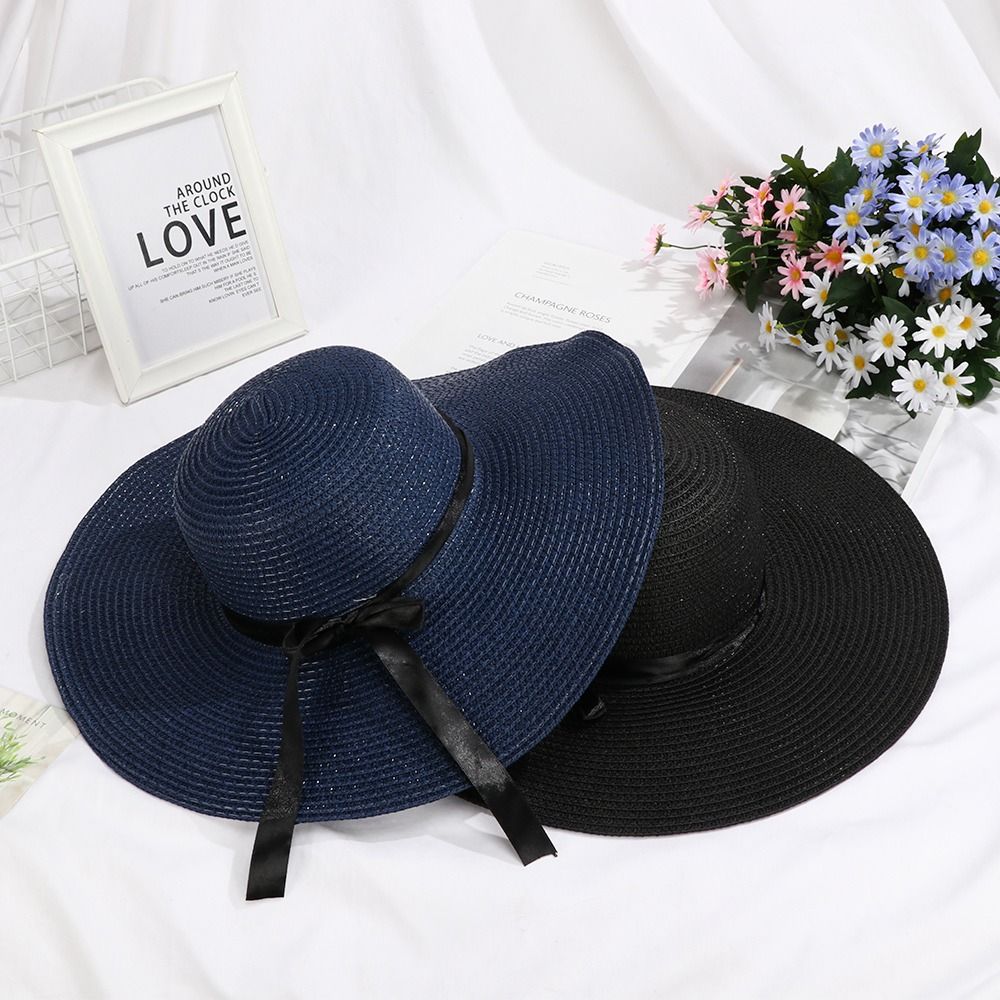 女性用フロッピーストローハット、大きなつばの折りたたみ式サン - Hat Floppy Wide のレビューと価格